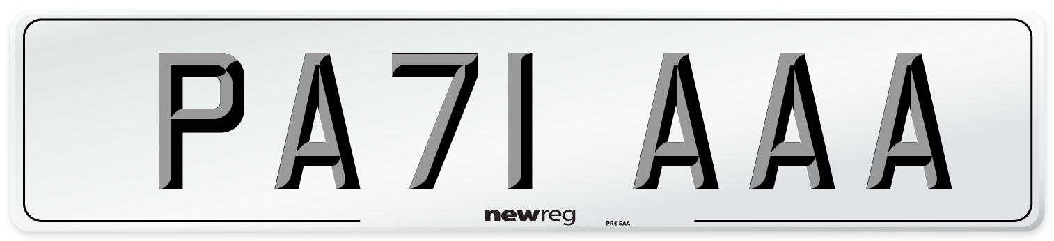 PA71 AAA Number Plate from New Reg